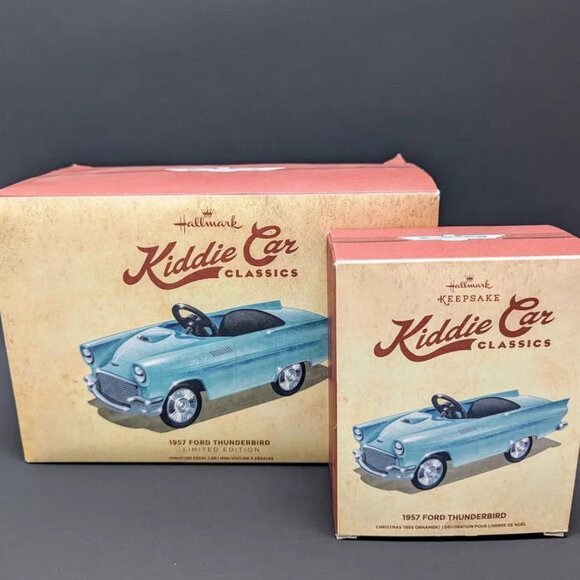 Hallmark Kiddie Car Classics 1957 Blue Ford Thunderbird MINI PEDAL CAR Model & M - Picture 7 of 8
